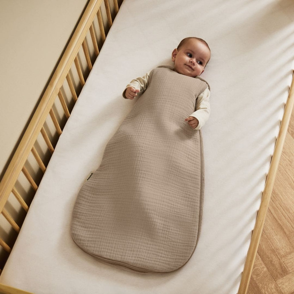 Little Green Sheep Sleeping Bags 6-18 months Organic Muslin Baby Sleeping Bag in Truffle - 2.5 Tog