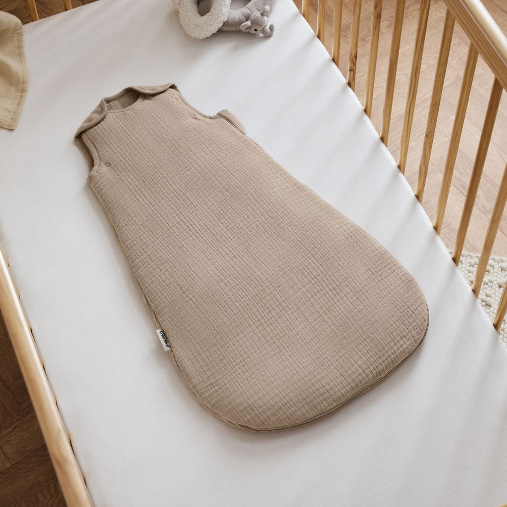 Little Green Sheep Sleeping Bags 6-18 months Organic Muslin Baby Sleeping Bag in Truffle - 2.5 Tog