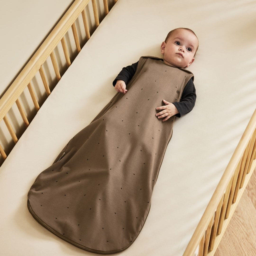 Little Green Sheep Sleeping Bags Organic Quilted Baby Sleeping Bag in Cocoa with Ebony - 1.0 Tog
