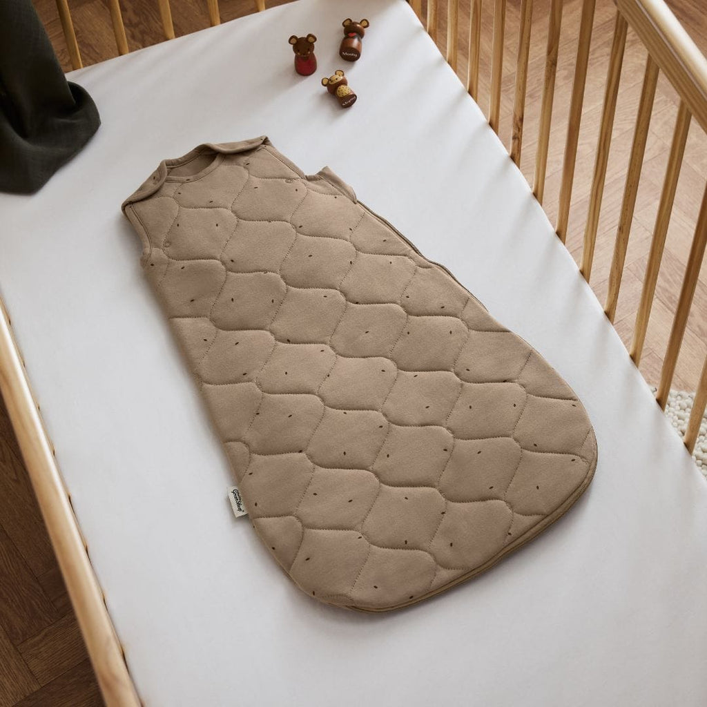Organic Quilted Baby Sleeping Bag in Ebony with Cocoa - Tog 2.5