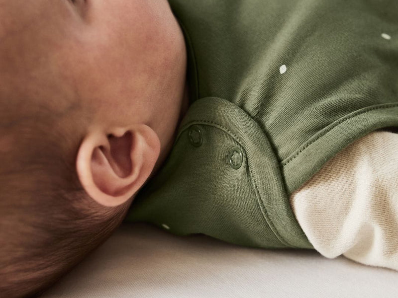 Little Green Sheep Sleeping Bags Organic Quilted Baby Sleeping Bag in Juniper with Sage - 1.0 Tog