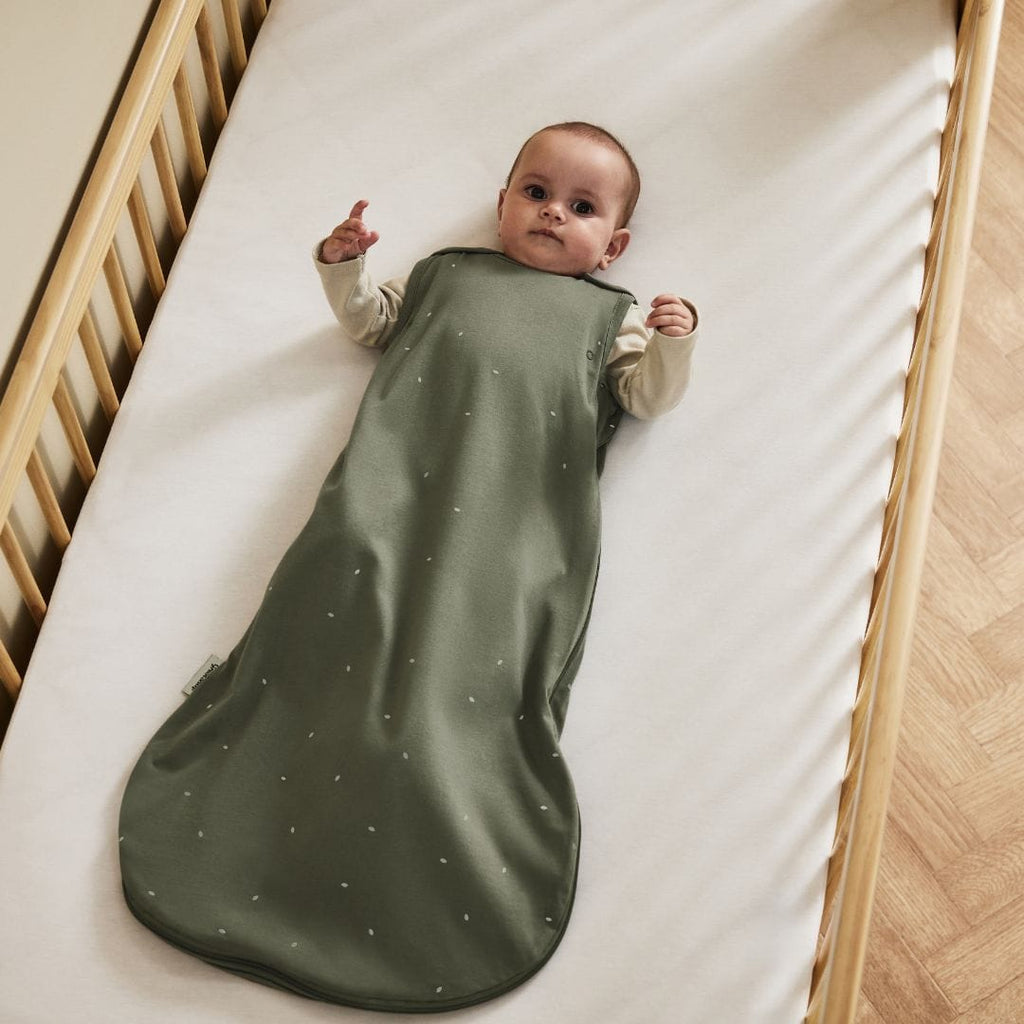 Little Green Sheep Sleeping Bags Organic Quilted Baby Sleeping Bag in Juniper with Sage - 1.0 Tog
