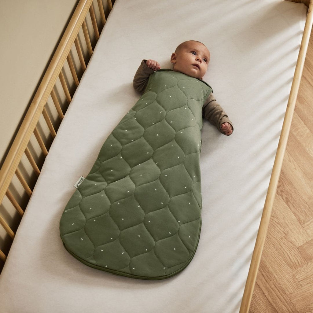 Little Green Sheep Sleeping Bags Organic Quilted Baby Sleeping Bag in Juniper with Sage  - 2.5 Tog