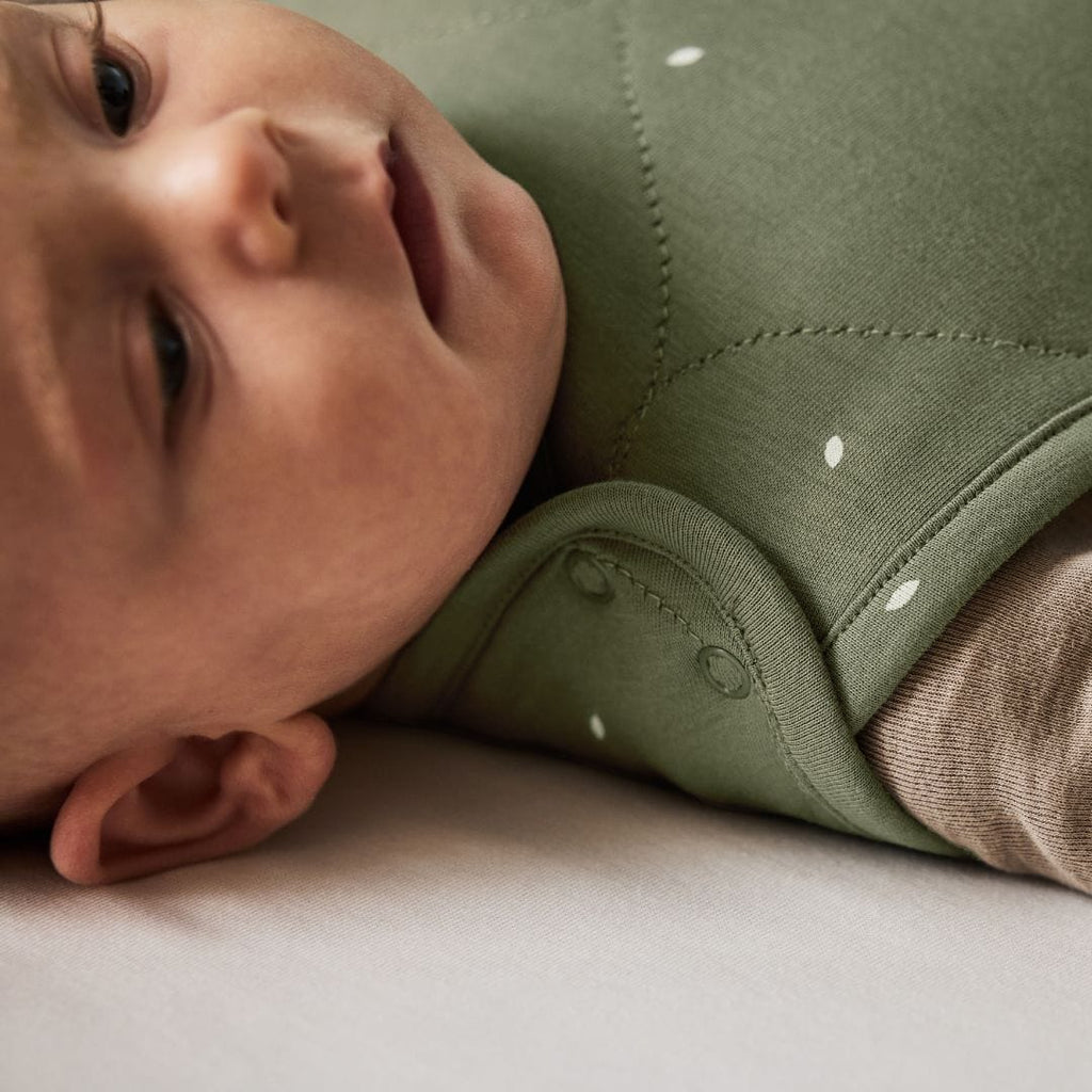 Organic Quilted Baby Sleeping Bag in Juniper with Sage  - 2.5 Tog