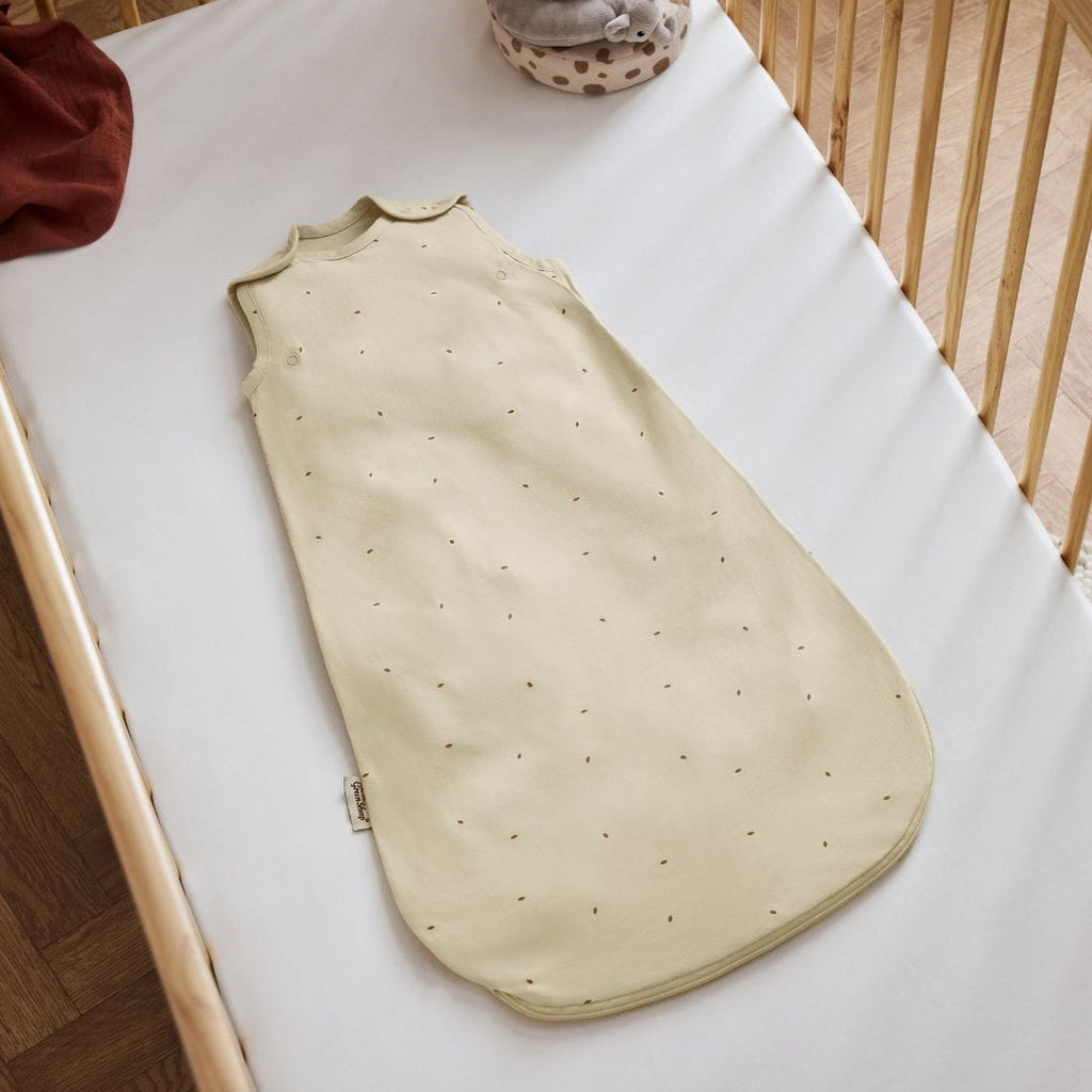 Organic Quilted Baby Sleeping Bag in Linen with Cocoa - 1.0 Tog