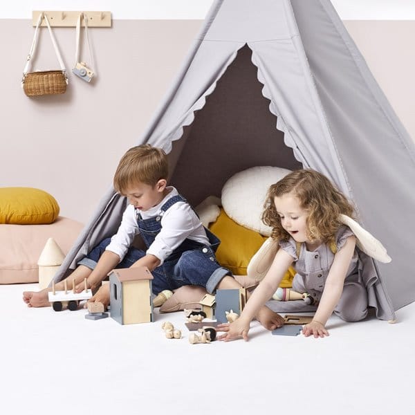 Little Green Sheep Teepee Kids Teepee Play Tent - Grey