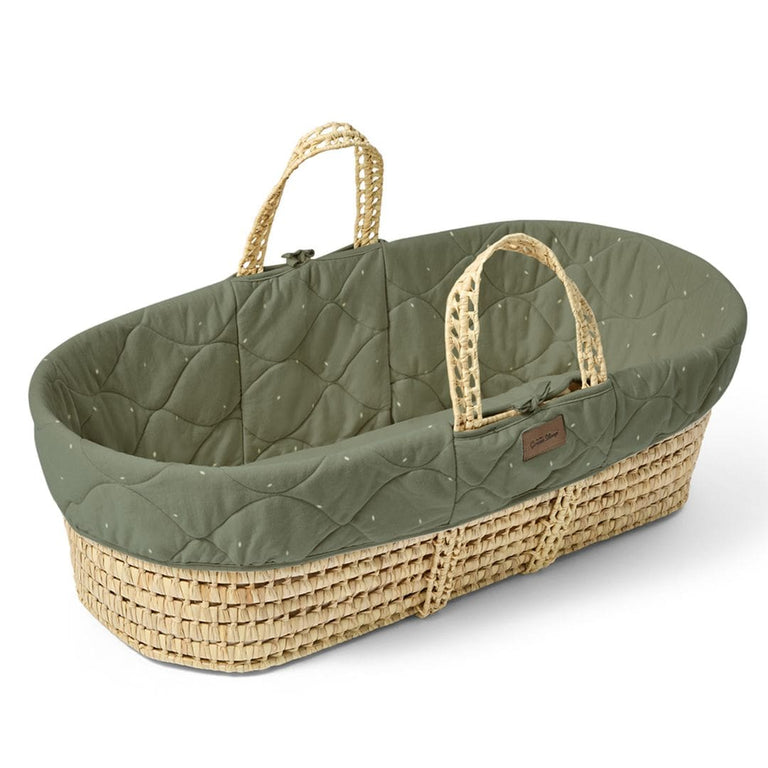 Organic Rice Quilt Moses Basket & Mattress Juniper with Sage