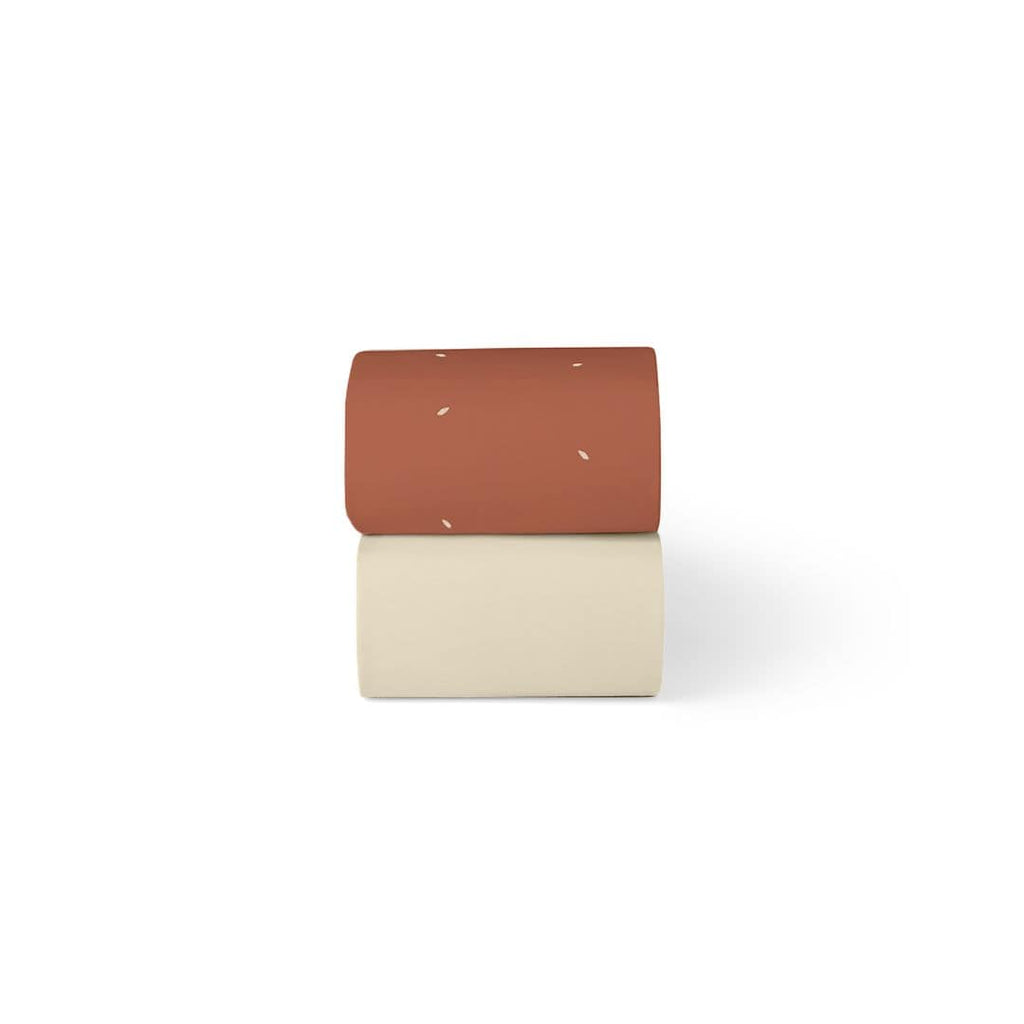 Organic Moses Basket Fitted Sheets in Terracotta with Linen Rice