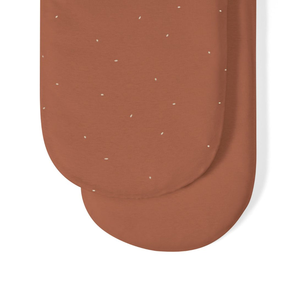 Organic Moses Basket Fitted Sheets in Terracotta with Linen Rice