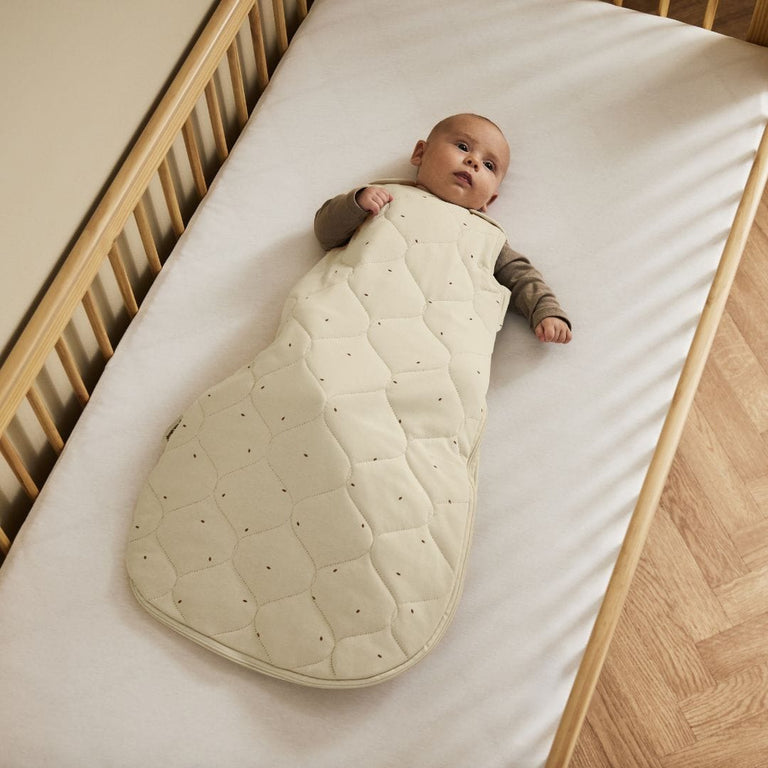 Organic Quilted Baby Sleeping Bag in Linen with Cocoa - 2.5 Tog