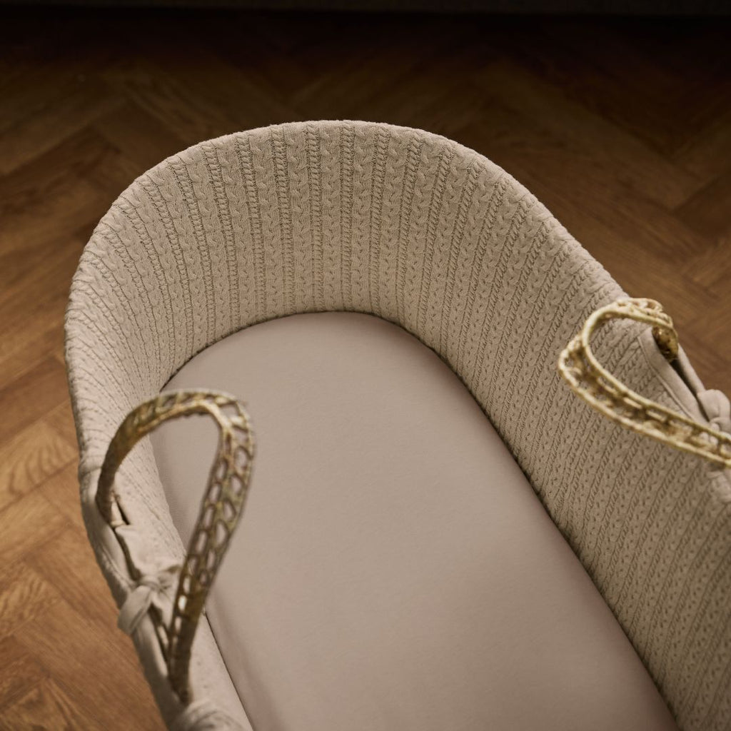 Organic Moses Basket Fitted Sheets in Truffle