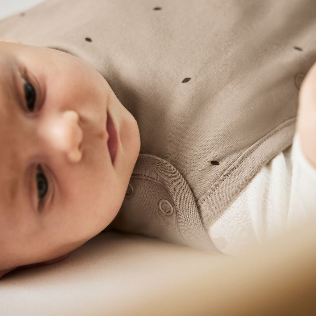 Organic Quilted Baby Sleeping Bag in Truffle with Cocoa