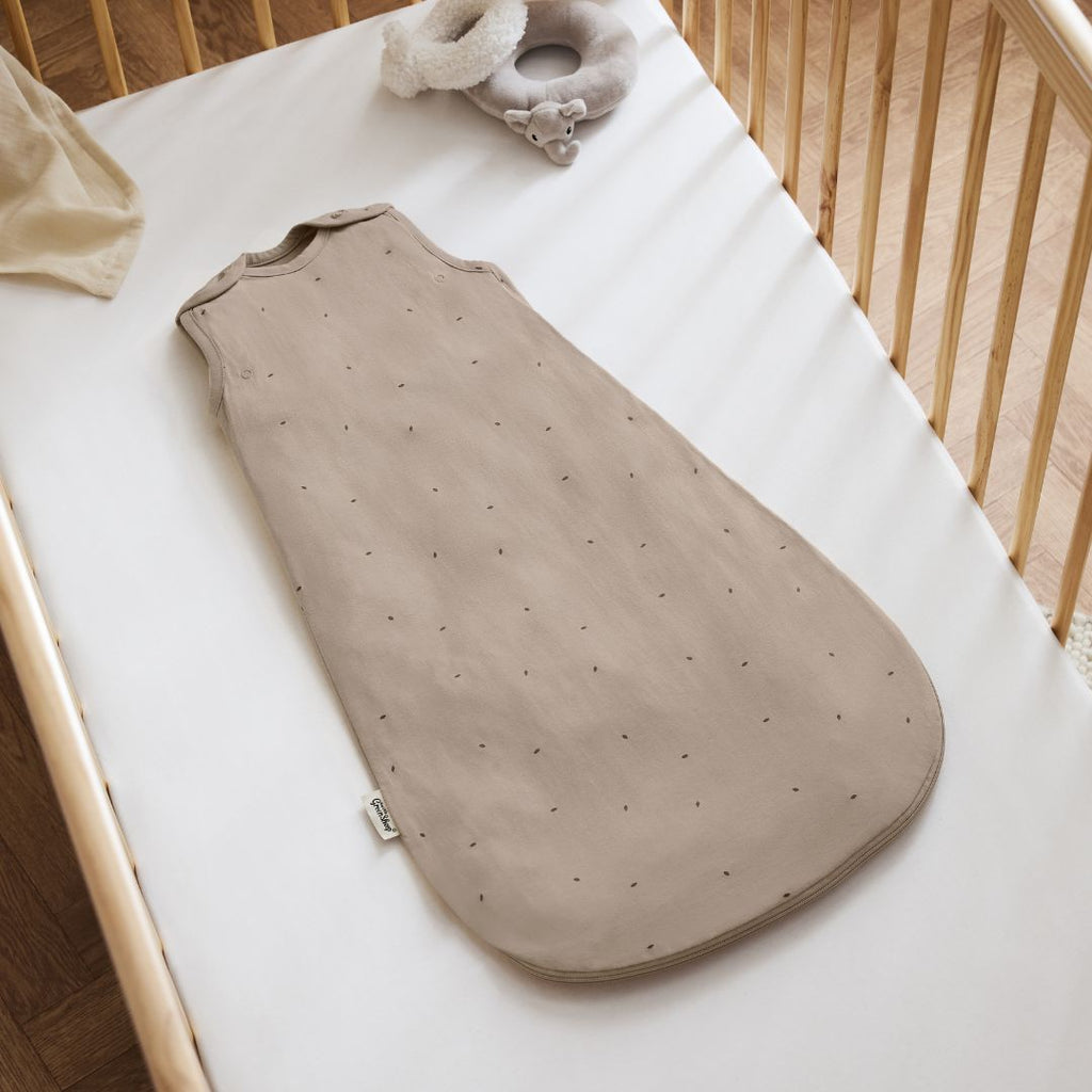 Organic Quilted Baby Sleeping Bag in Truffle with Cocoa