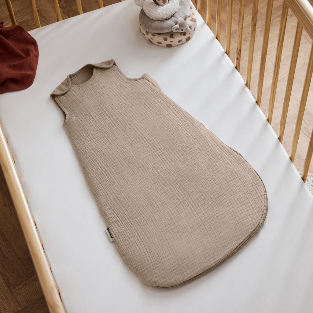 Organic Muslin Baby Sleeping Bag in Truffle