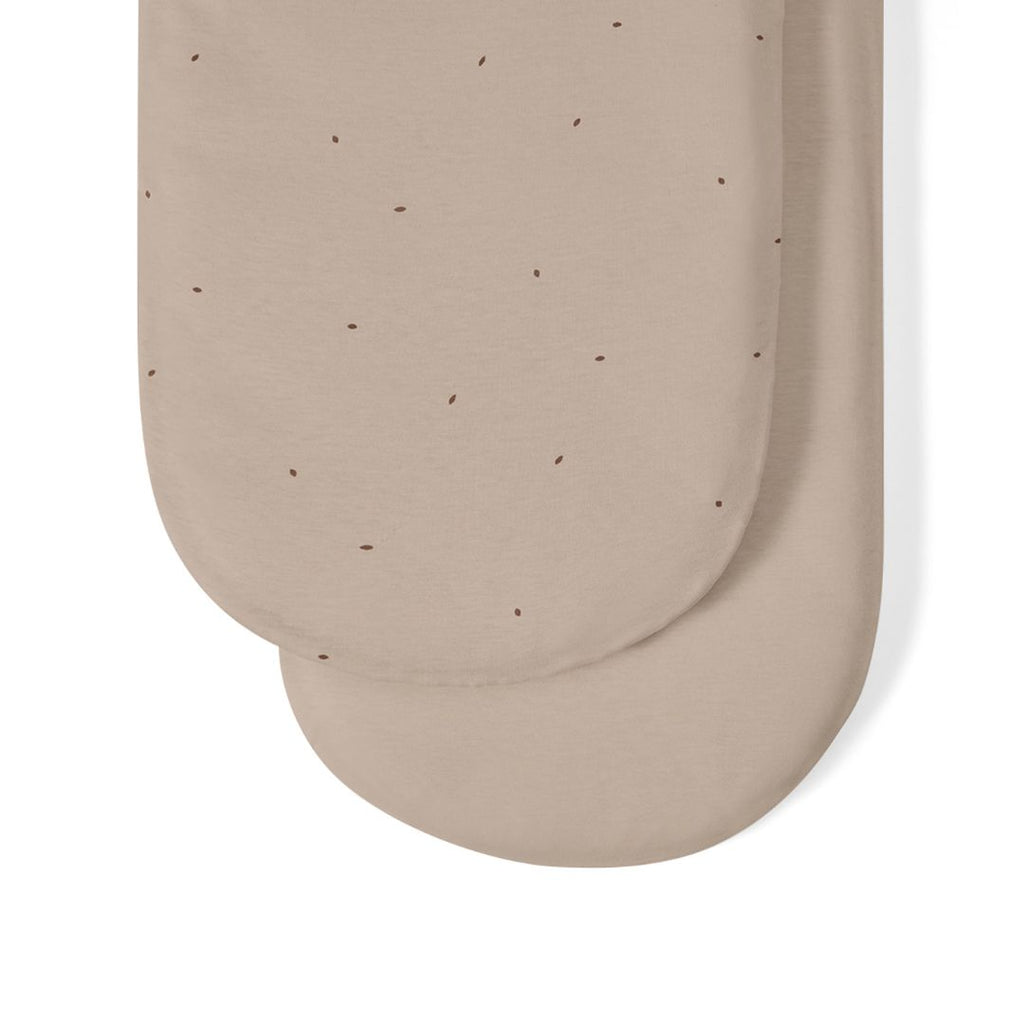 Organic Moses Basket Fitted Sheets in Truffle with Cocoa Rice
