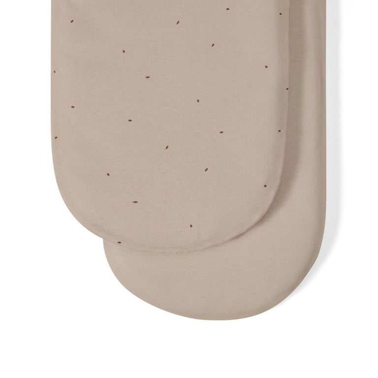 Organic Moses Basket Fitted Sheets in Truffle with Cocoa Rice