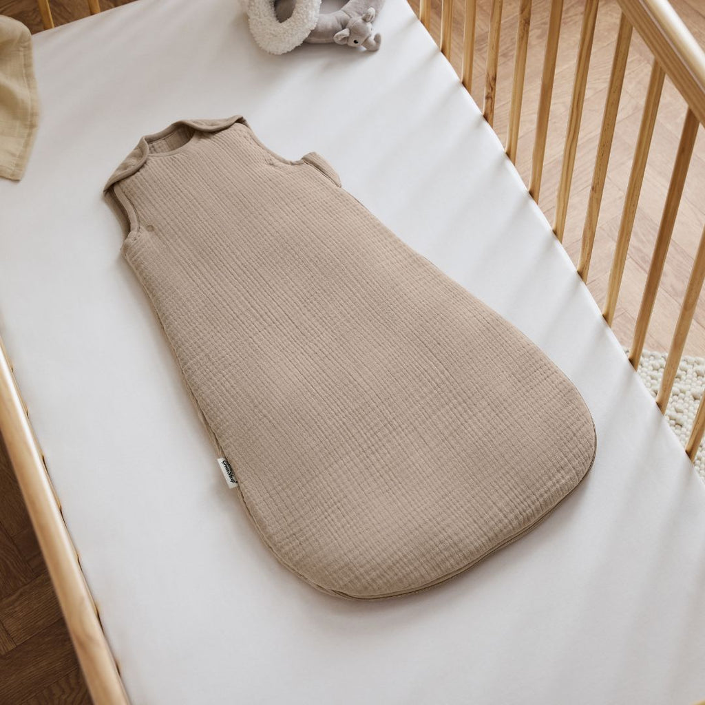 Organic Muslin Baby Sleeping Bag in Truffle - 2.5 Tog