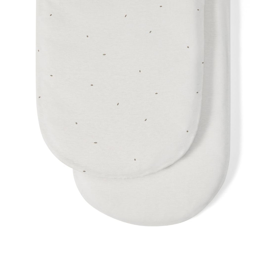 Organic Moses Basket Fitted Sheets in White with Truffle Rice