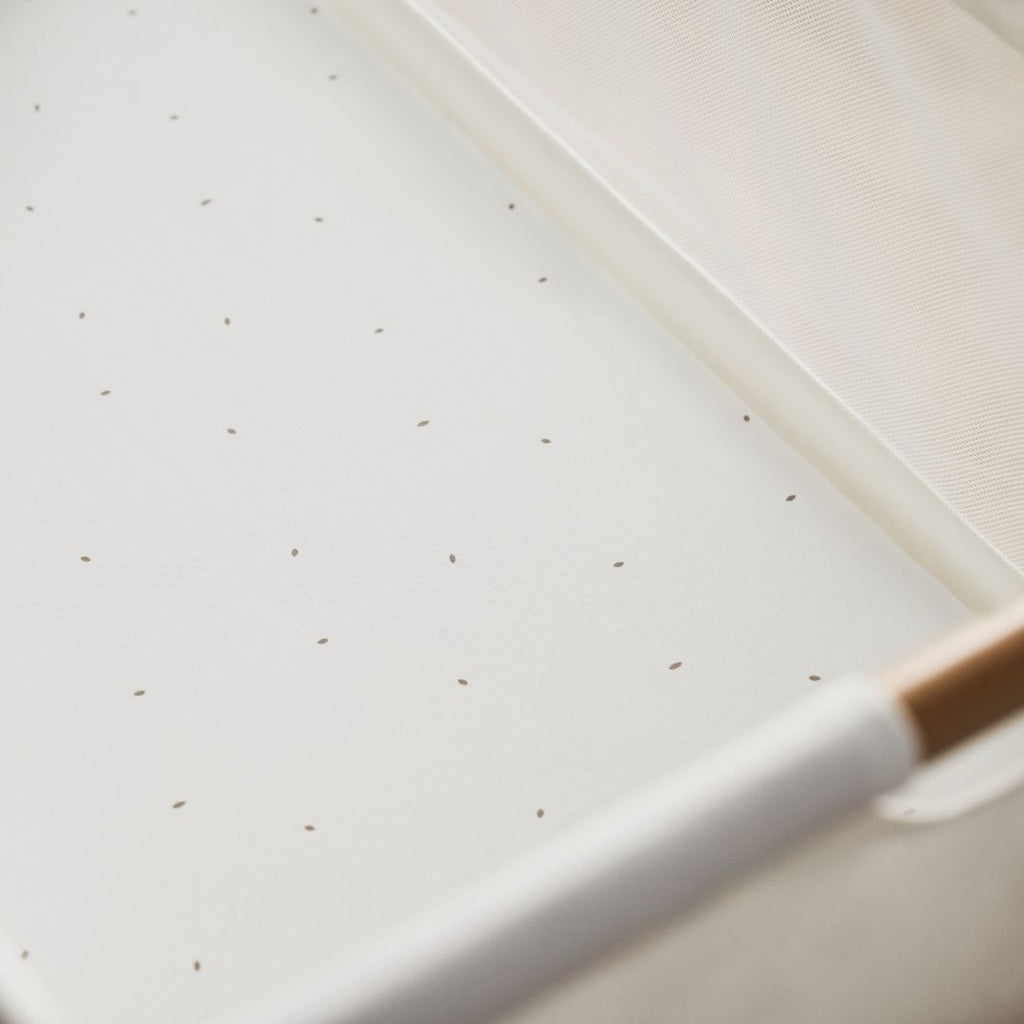 Organic Crib Fitted Sheets in White with Truffle Rice